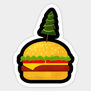 Christmas tree on burger Sticker